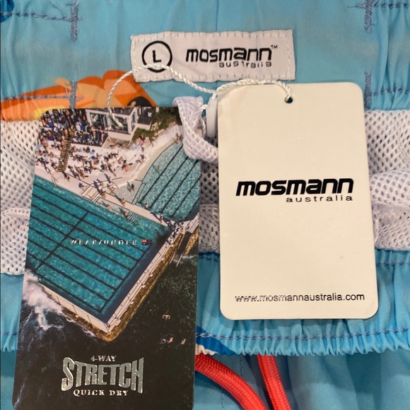 NWT Men’s Australian Brand Mosmann Pool Print Blue Swim Trunks - Picture 2 of 13